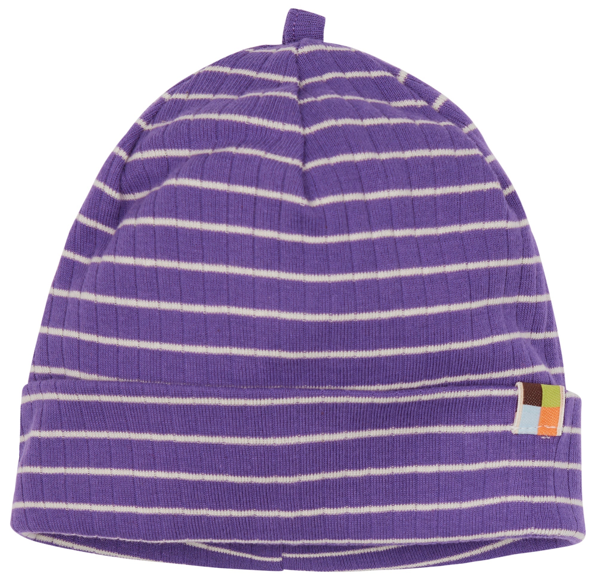 Beanie gestreift mit Rippe - loud + proud - 7148 - vio - 62/68