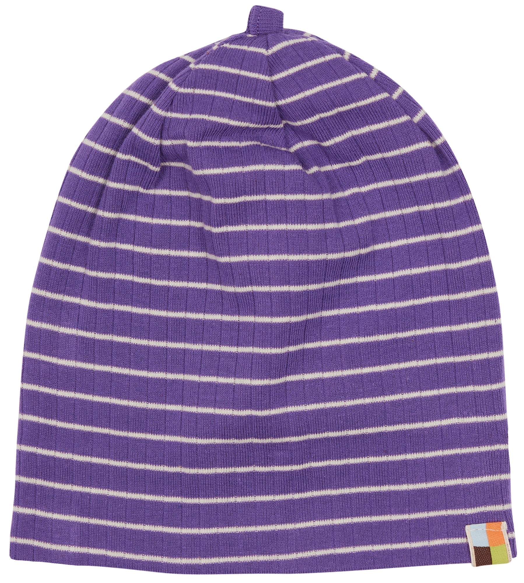 Beanie gestreift mit Rippe - loud + proud - 7148 - vio - 62/68