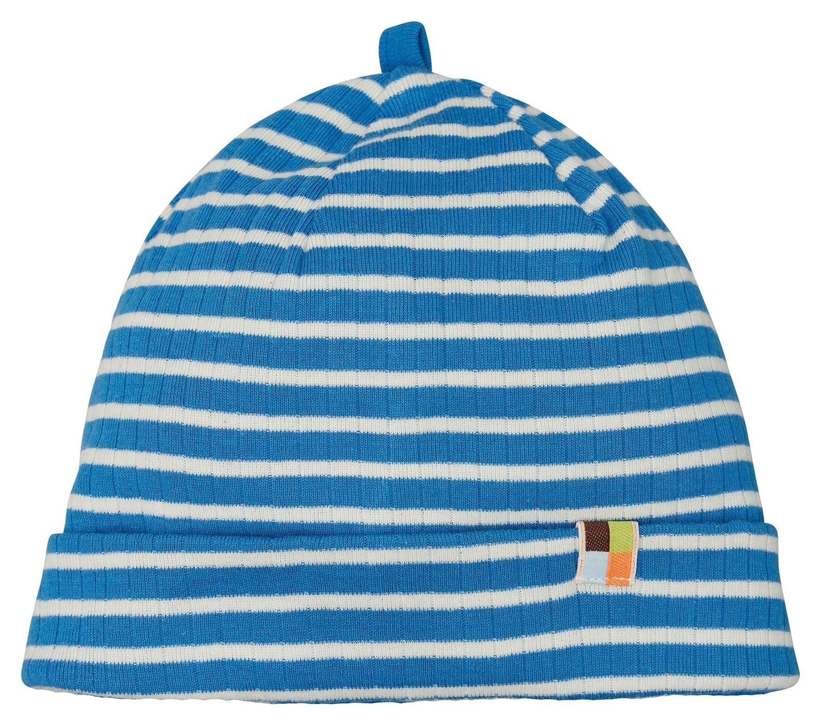 Beanie gestreift mit Rippe - loud + proud - 7178 - azu - 62/68