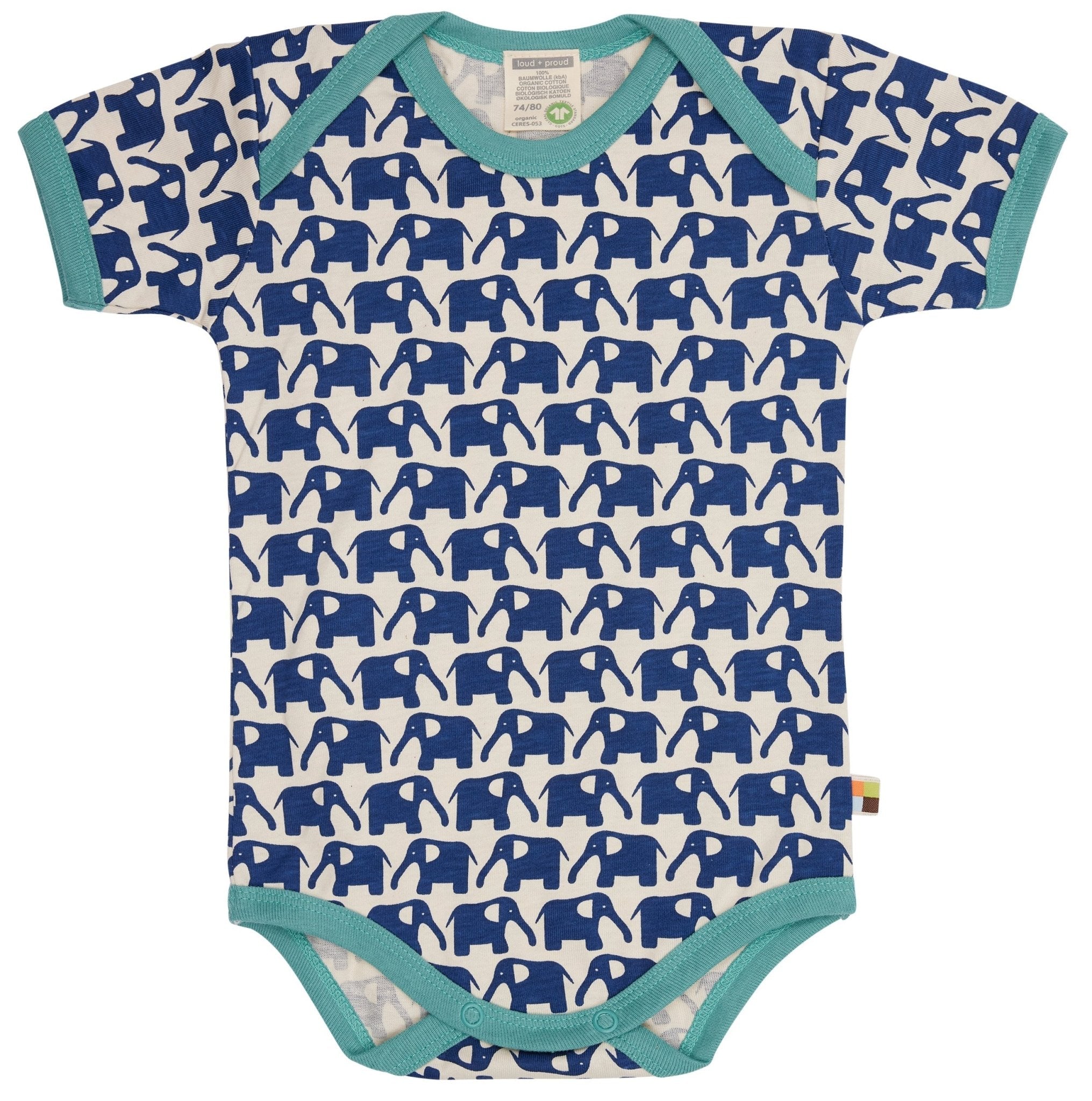 Body Kurzarm mit Druck Elefanten - loud + proud - 2082 - ul - 50/56