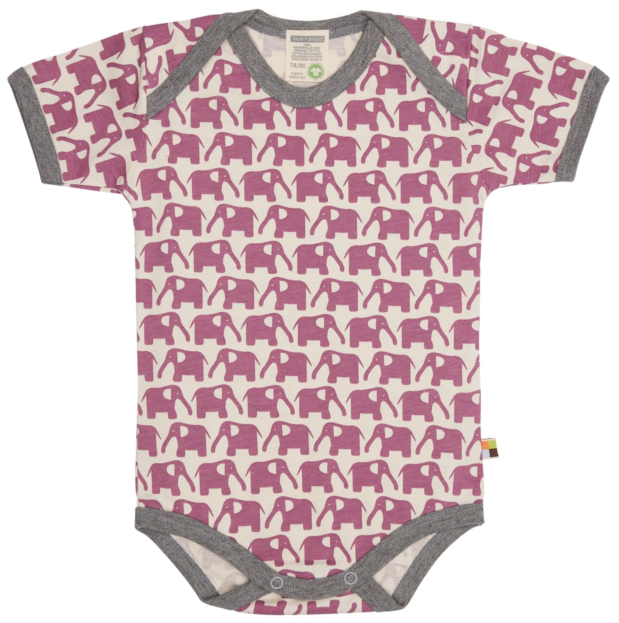 Body Kurzarm mit Druck Elefanten - loud + proud - 2082 - grp - 50/56