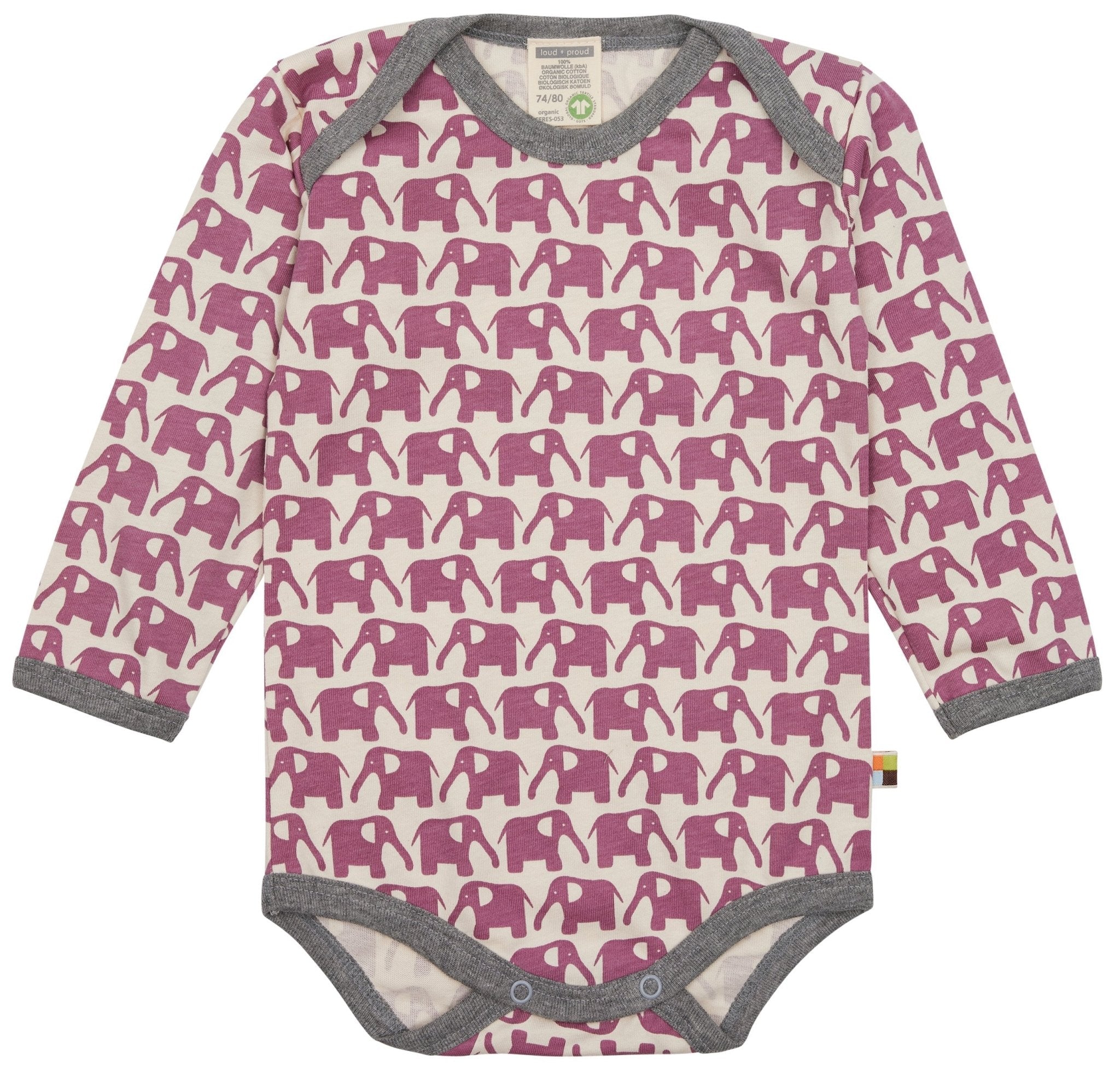 Body Langarm mit Druck Elefanten - loud + proud - 2083 - grp - 50/56