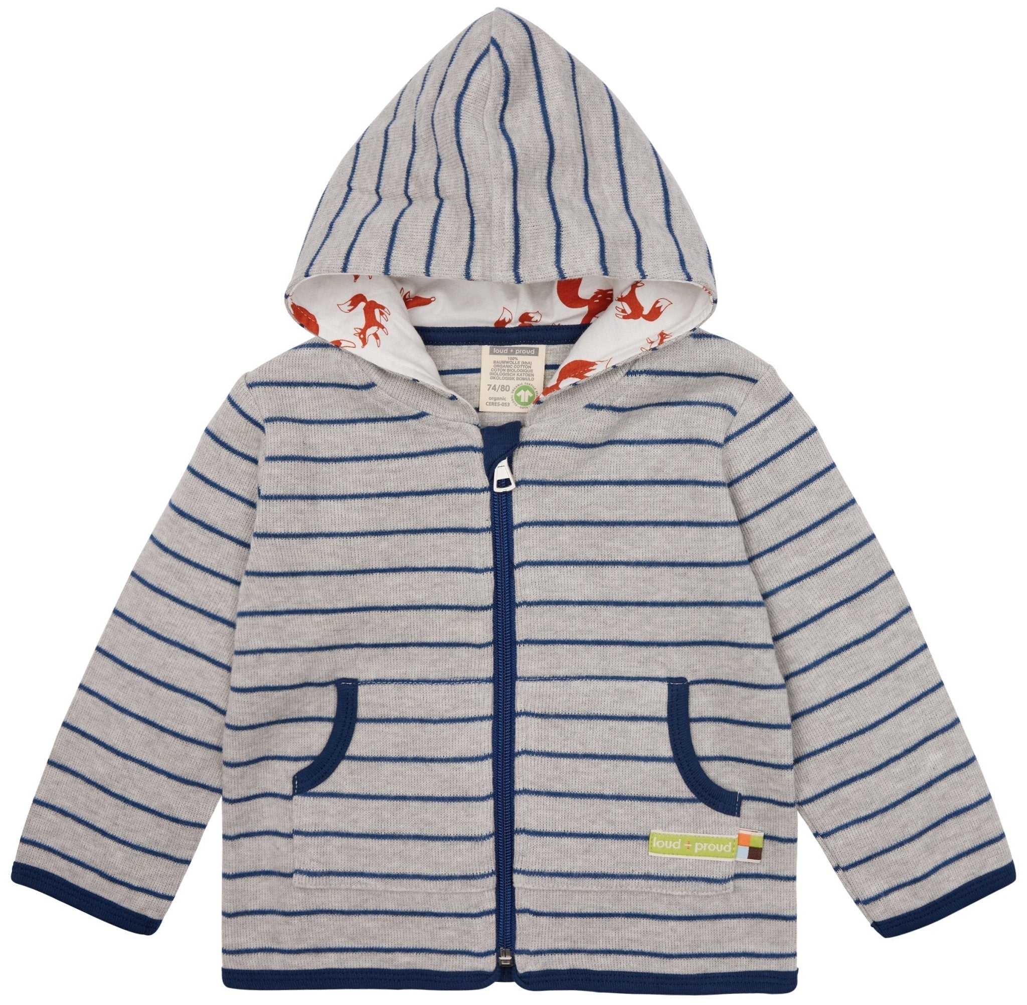 Jacke Interlock gestreift - loud + proud - 3128 - sil - 62/68