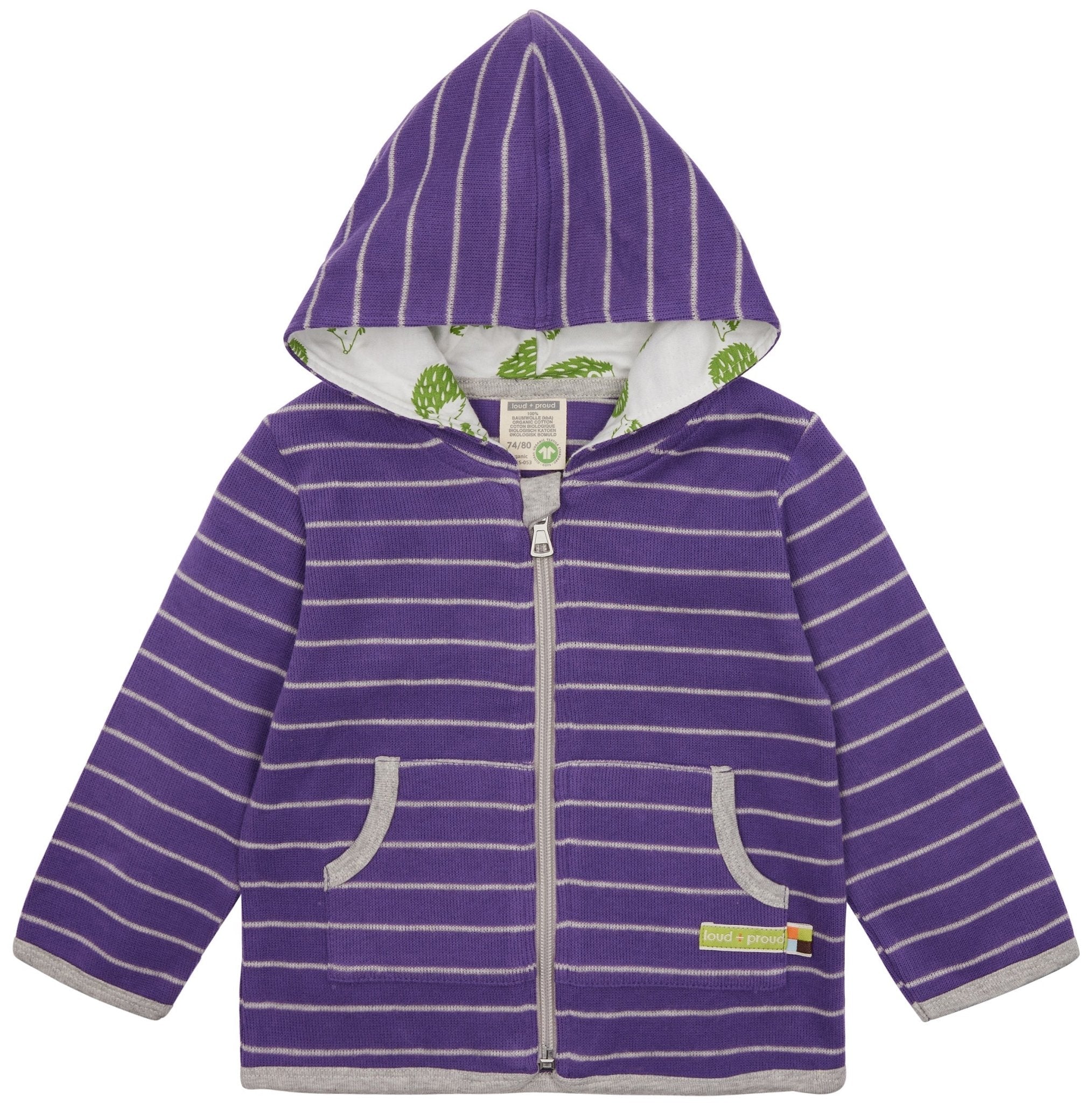 Jacke Interlock gestreift - loud + proud - 3128 - vio - 62/68