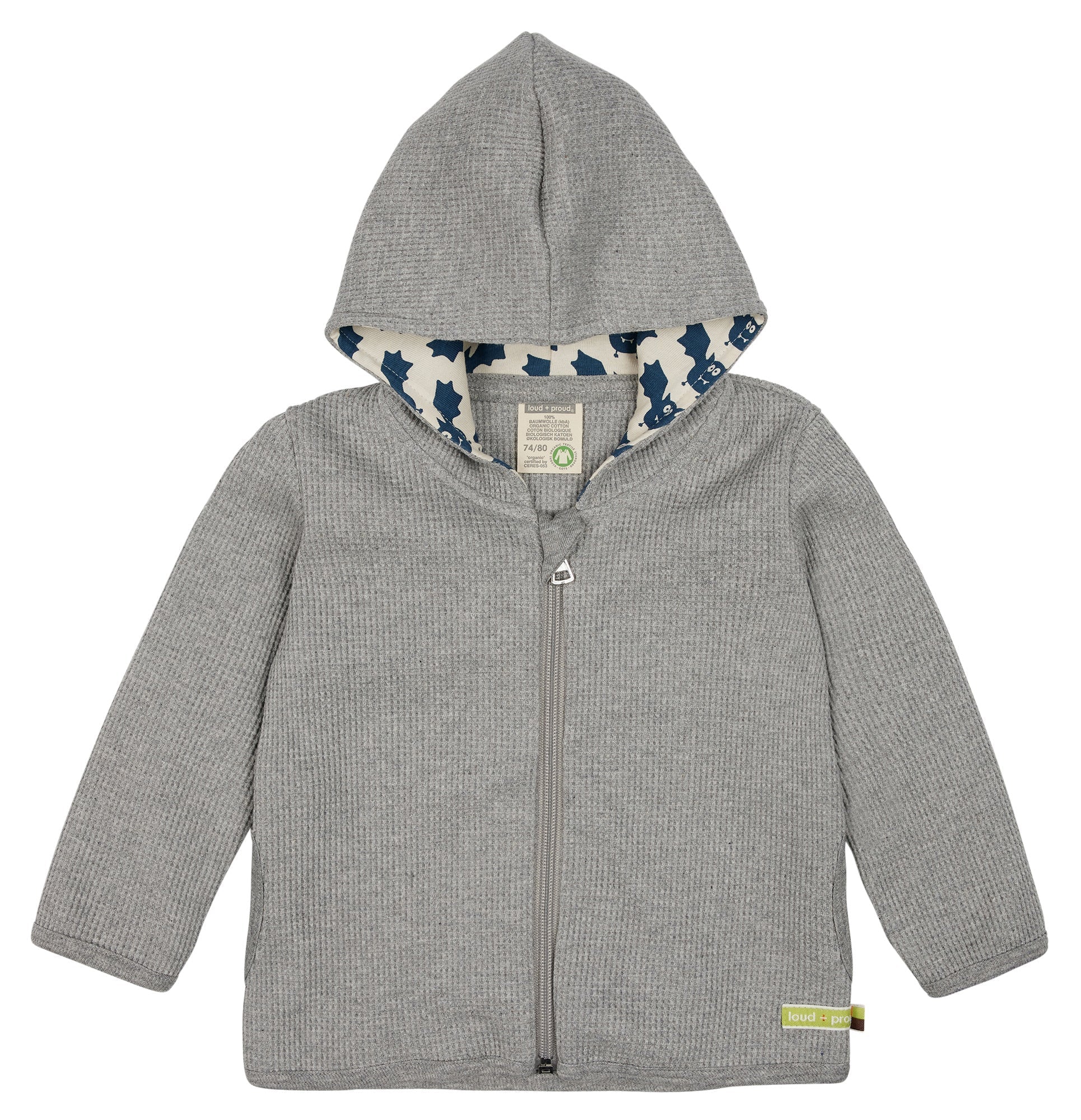 Kapuzenjacke in Waffelstruktur - loud + proud - 3116 - gr - 62/68