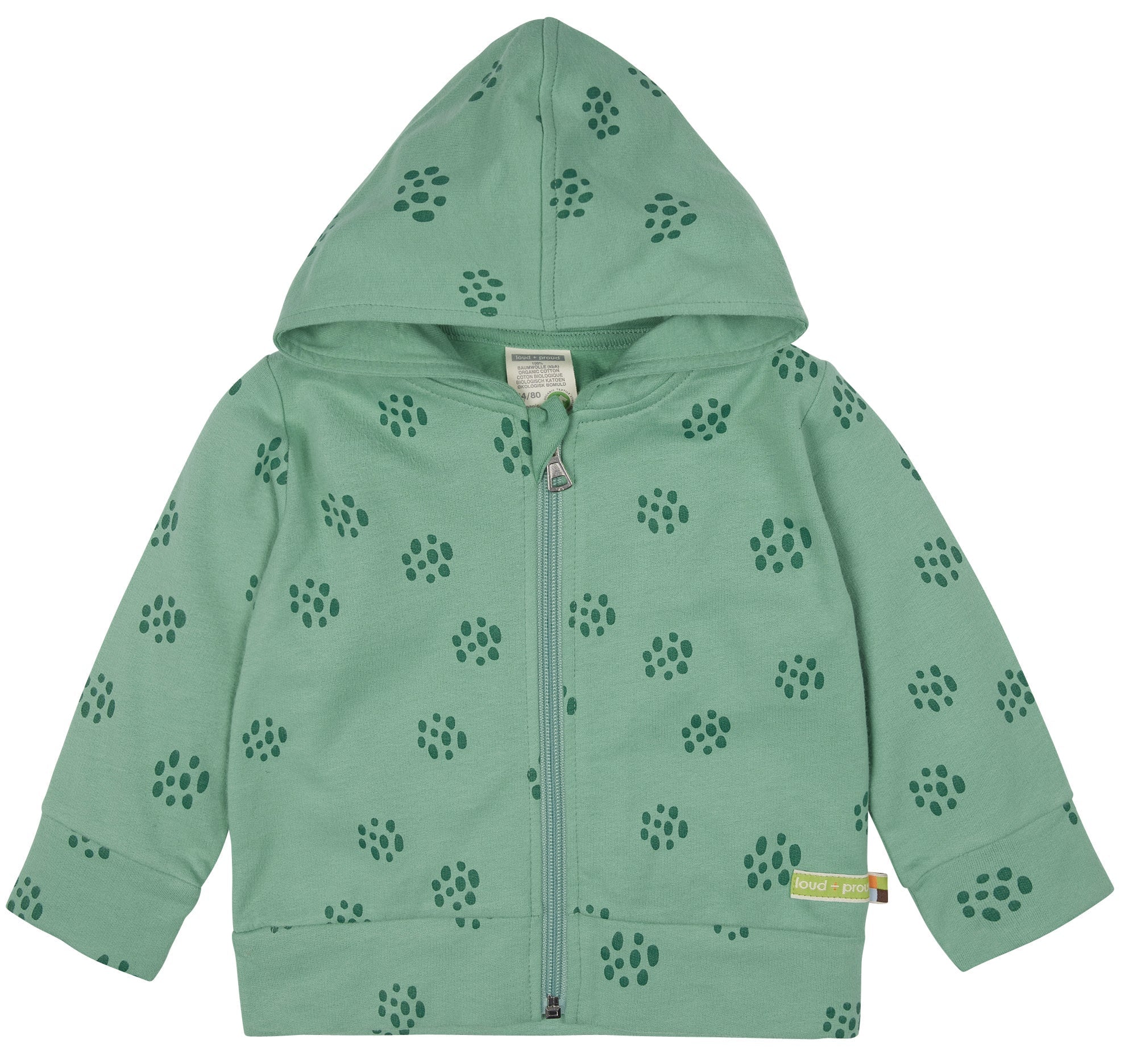  - Kapuzenjacke mit Druck - loud + proud - 3101-Bamboo-62/68