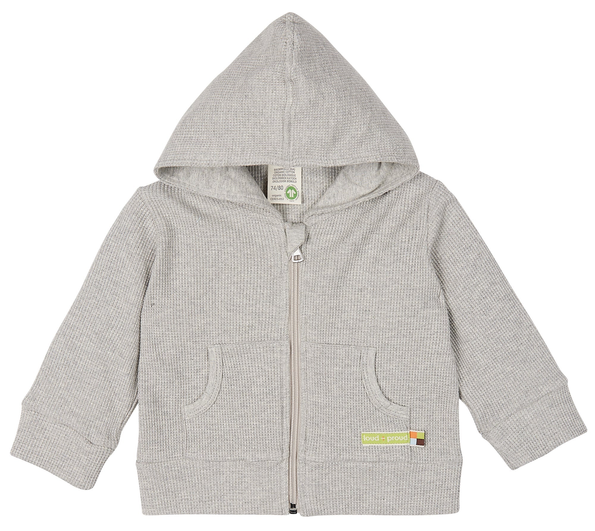  - Kapuzenjacke Waffelstruktur - loud + proud - 3104-Silver-62/68