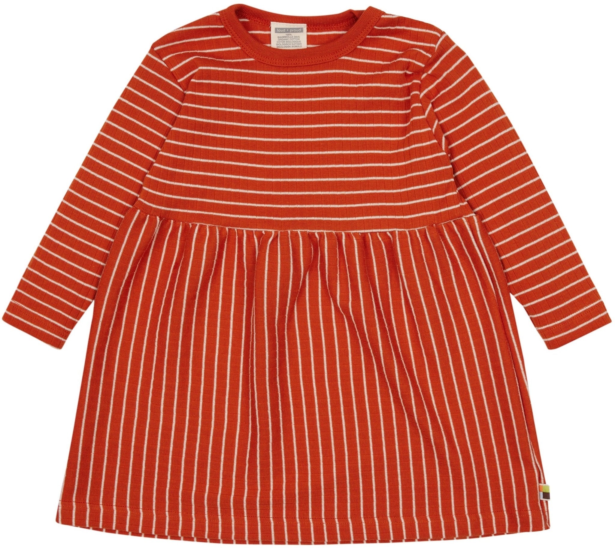 Kleid langarm gestreift mit Rippe - loud + proud - 6073 - ter - 74/80