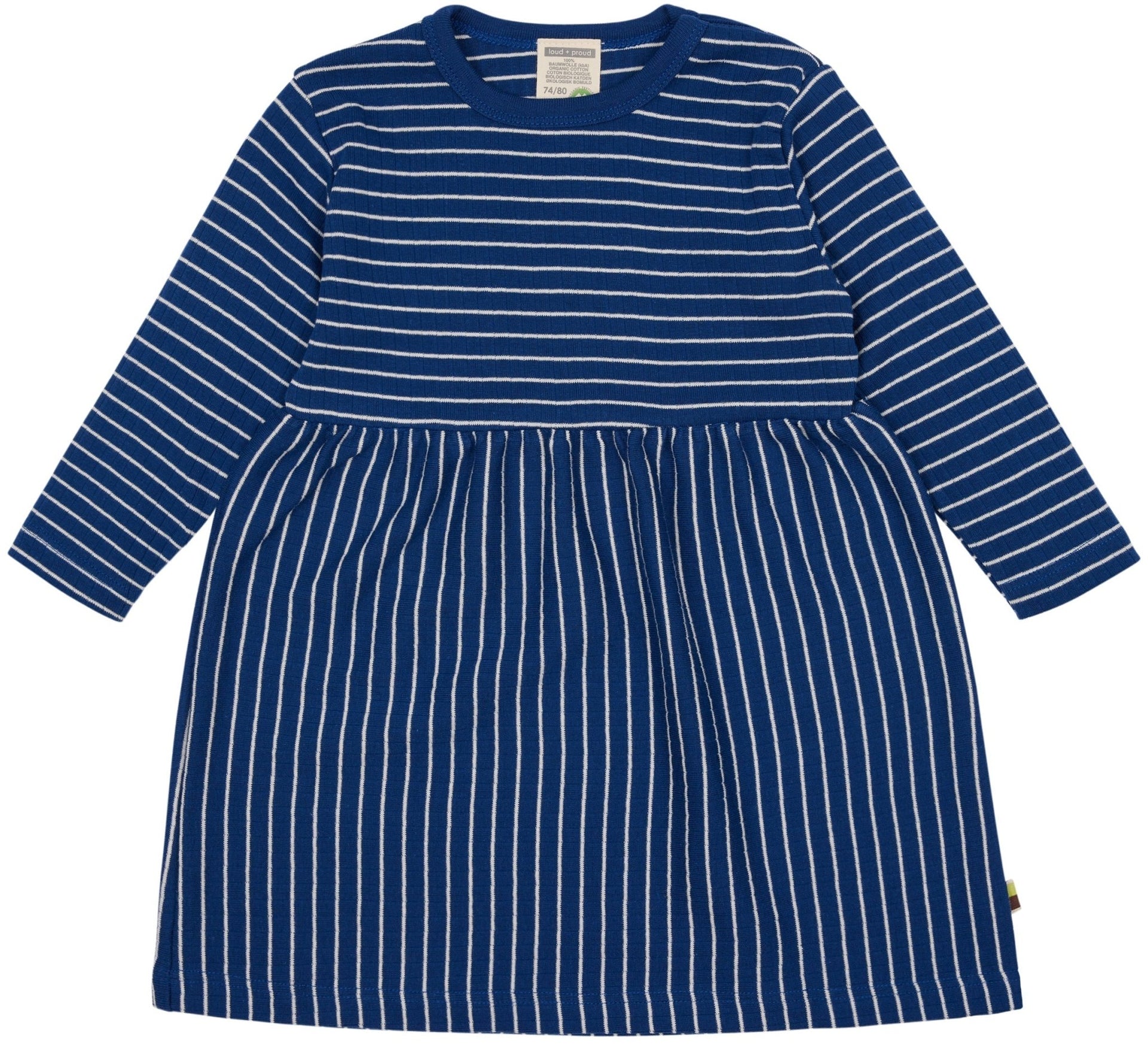 Long-sleeved striped dress with rib – loud + proud