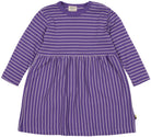 Kleid langarm gestreift mit Rippe - loud + proud - 6073 - vio - 74/80