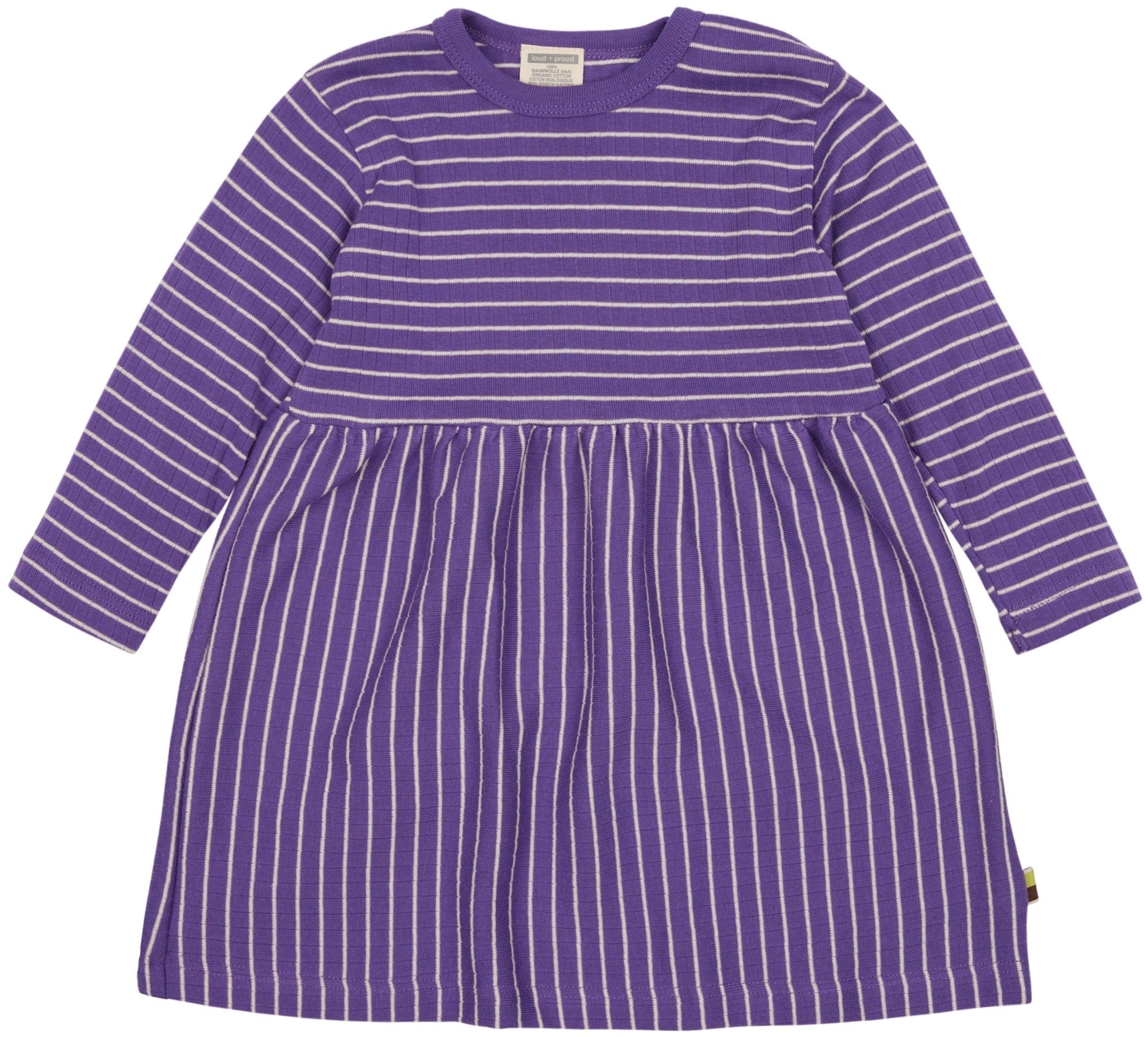 Kleid langarm gestreift mit Rippe - loud + proud - 6073 - vio - 74/80