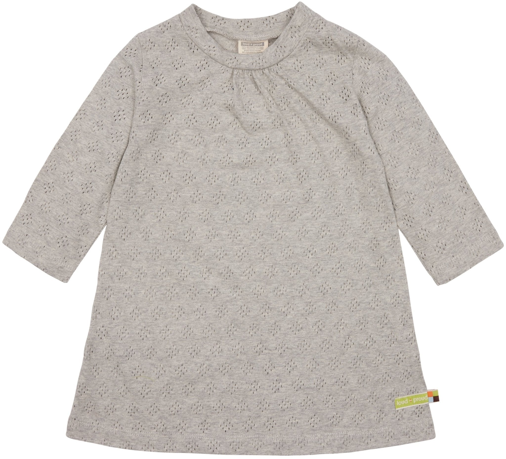 Kleid langarm mit Lochmuster - loud + proud - 6075 - sil - 74/80