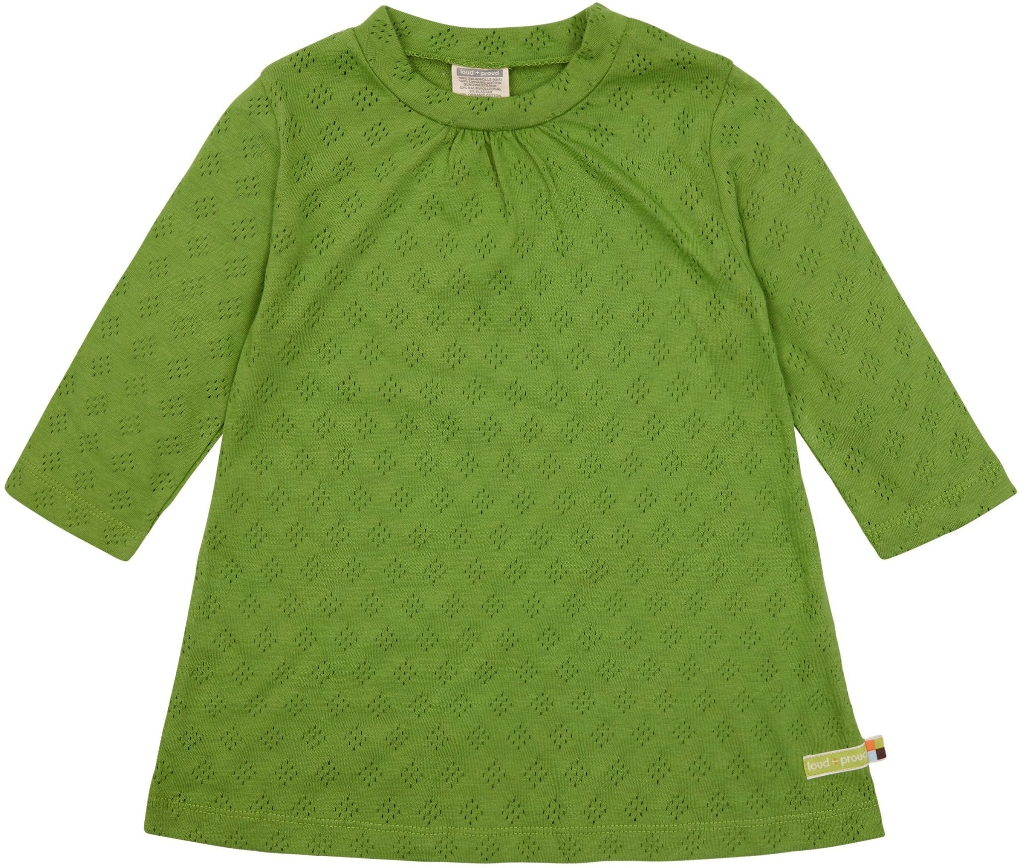 Kleid langarm mit Lochmuster - loud + proud - 6075 - grs - 74/80