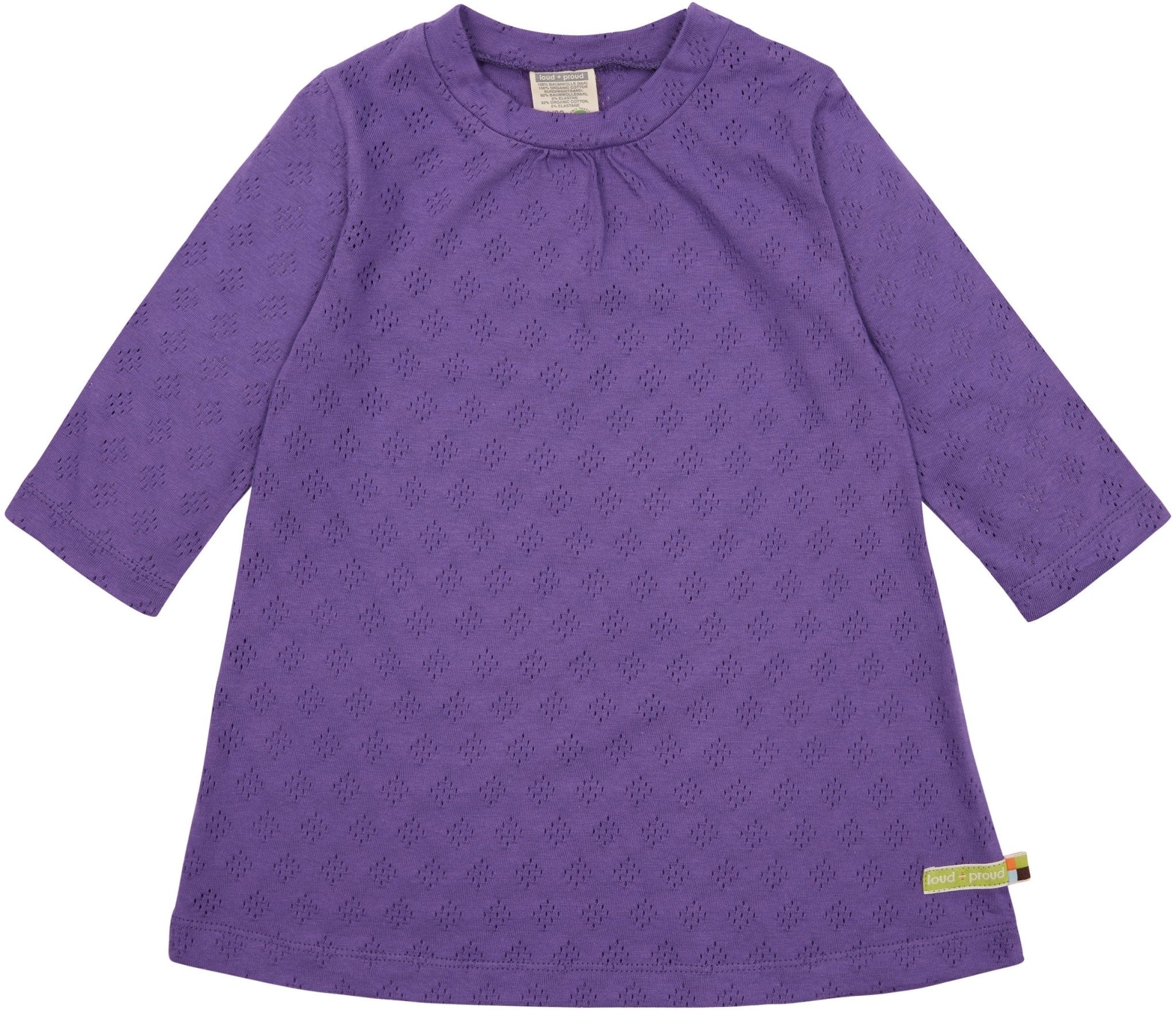 Kleid langarm mit Lochmuster - loud + proud - 6075 - vio - 74/80