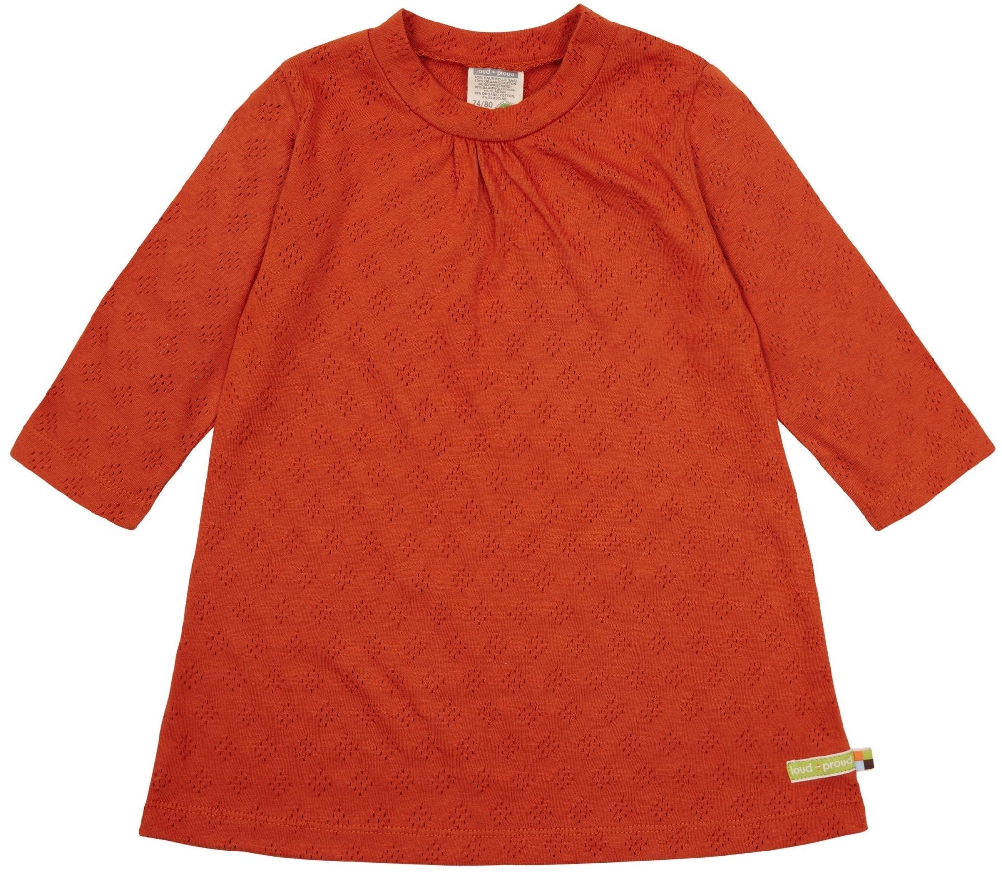 Kleid langarm mit Lochmuster - loud + proud - 6075 - ter - 74/80