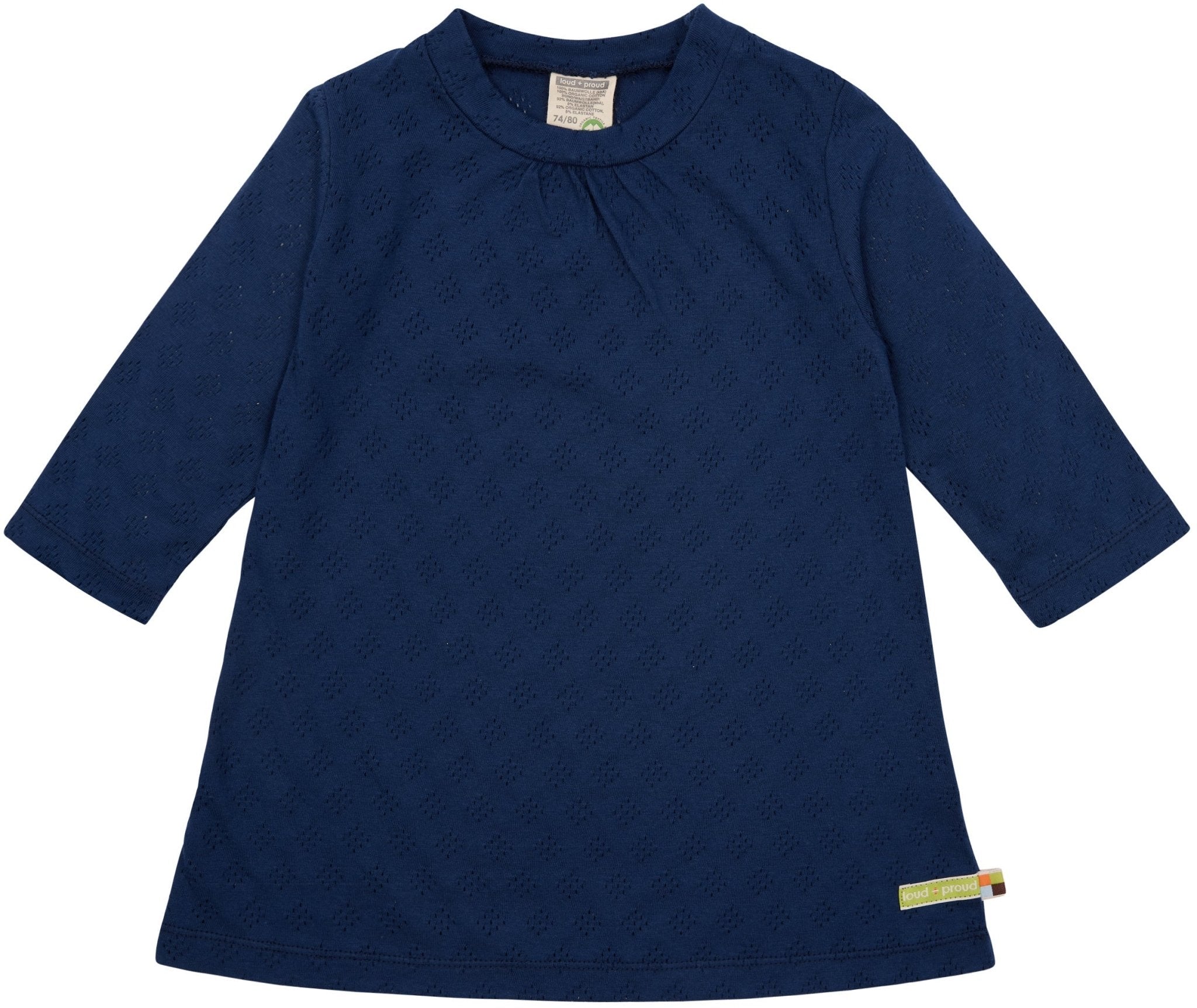 Kleid langarm mit Lochmuster - loud + proud - 6075 - ul - 74/80