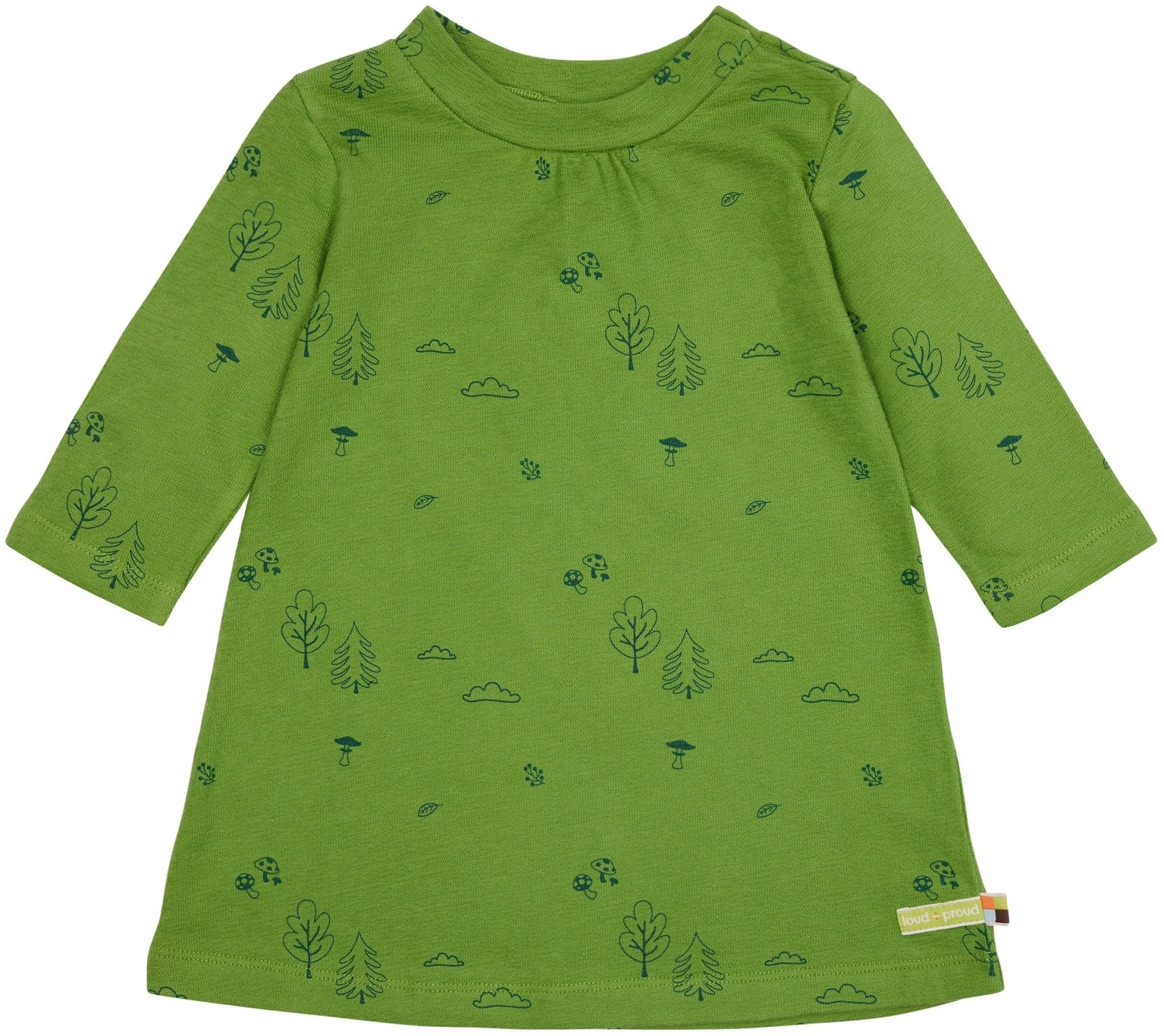 Kleid langarm Strukturstrick mit Druck - loud + proud - 6074 - grs - 74/80