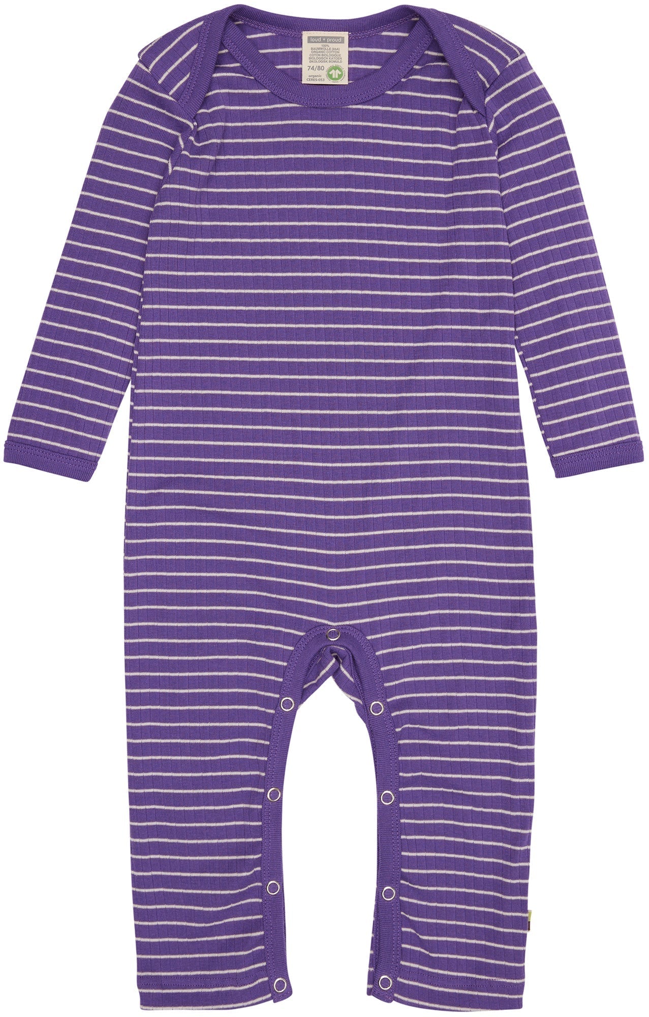 Overall langarm gestreift mit Rippe - loud + proud - 5133 - vio - 50/56