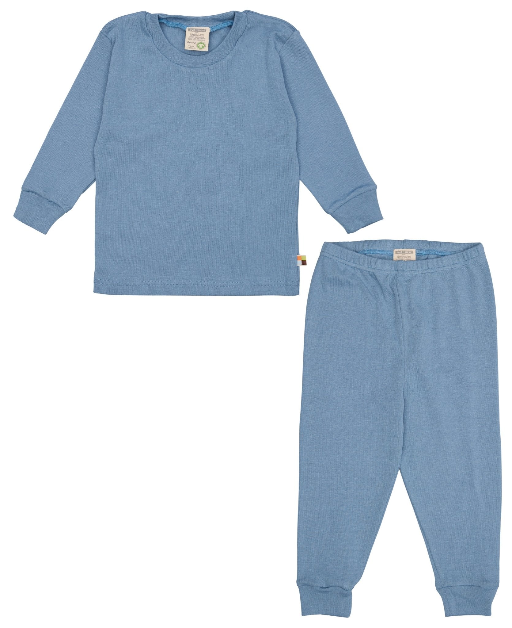 Schlafanzug Uni aus Feinripp - loud + proud - 2103 - du - 86/92