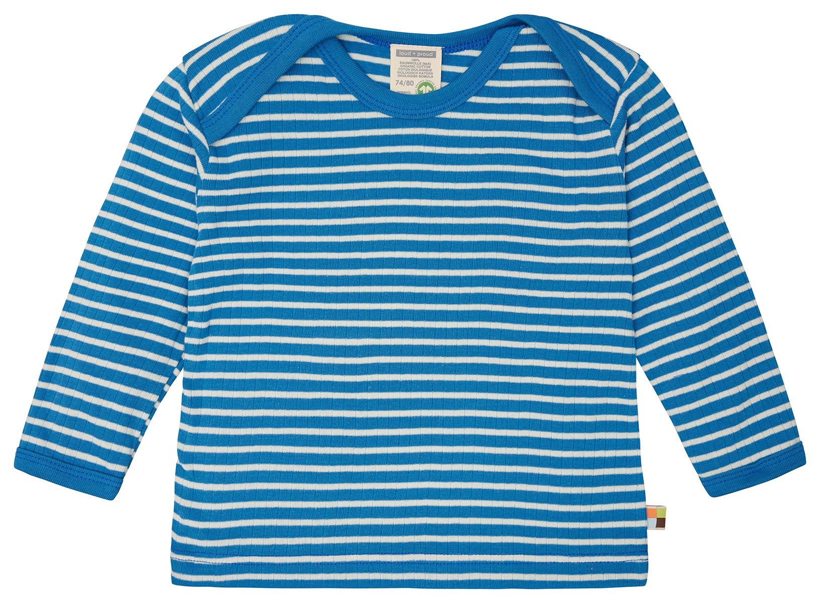  - Shirt langarm gestreift mit Rippe - loud + proud - 1162-azu-62/68