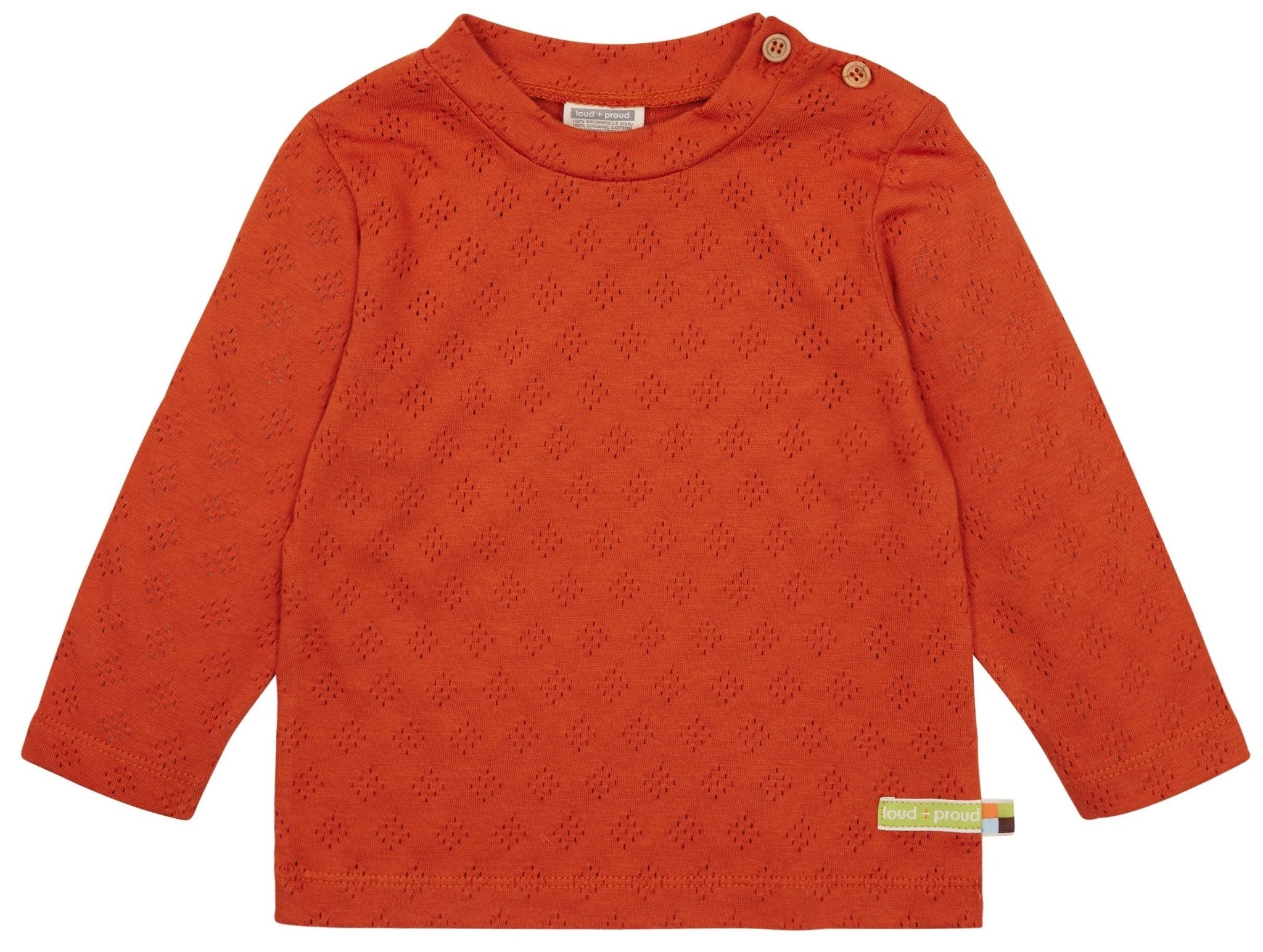 Shirt langarm mit Lochmuster - loud + proud - 1136 - ter - 62/68