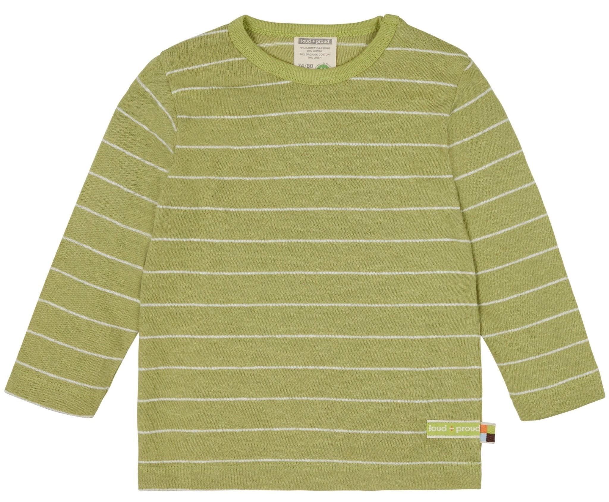 Shirt Streifen mit Leinen - loud + proud - 1115 - avo - 62/68