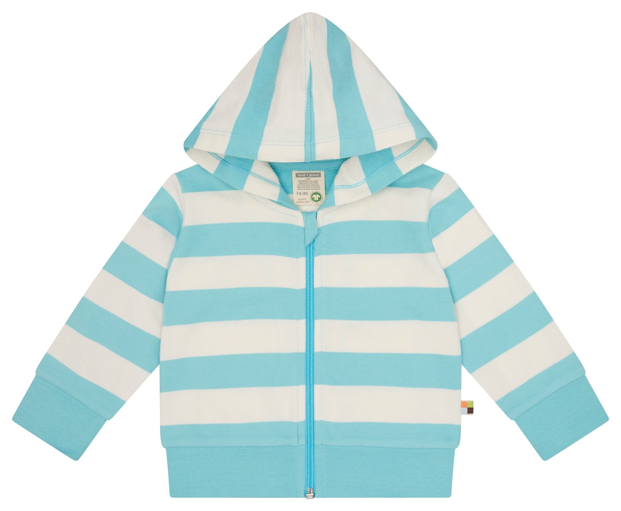 Sweatjacke mit Blockstreifen - loud + proud - 3170-cya-62/68