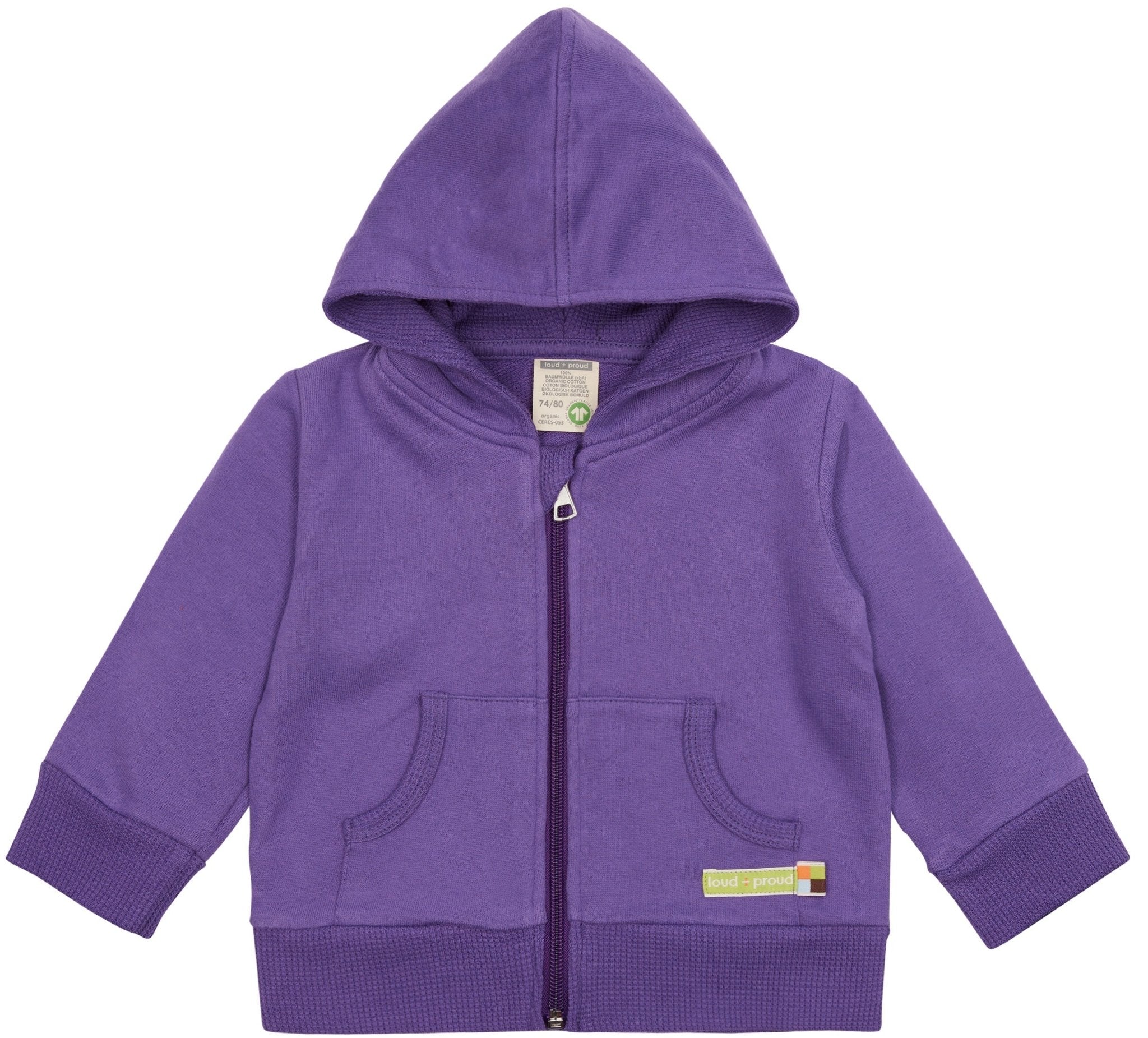 Sweatjacke mit Kapuze - loud + proud - 3134 - vio - 62/68