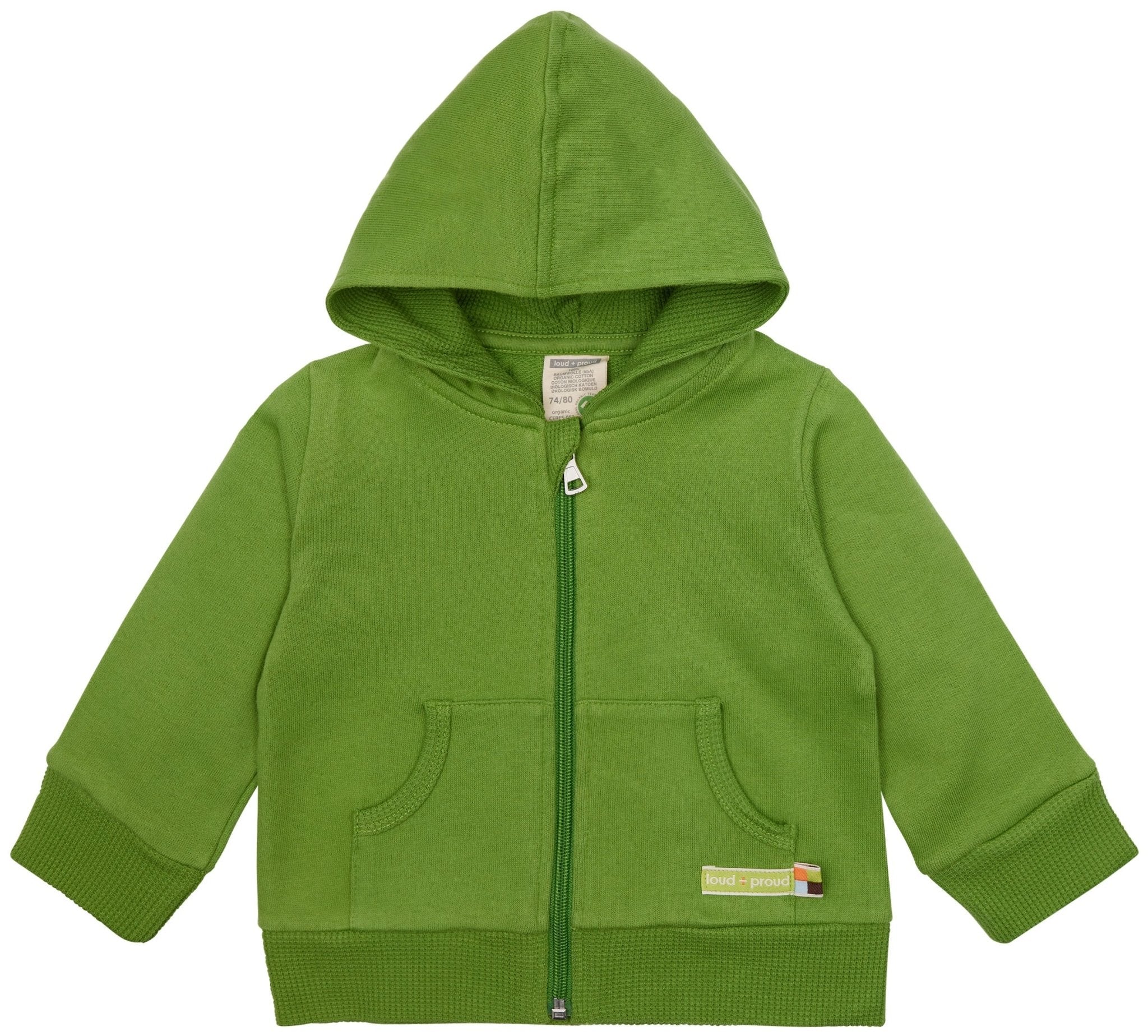 Sweatjacke mit Kapuze - loud + proud - 3134 - grs - 62/68