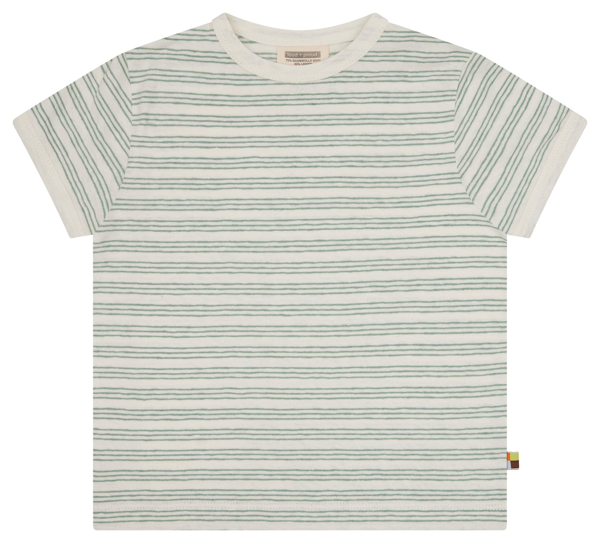 T-Shirt Streifen mit Leinen - loud + proud - 1179 - bam - 62/68
