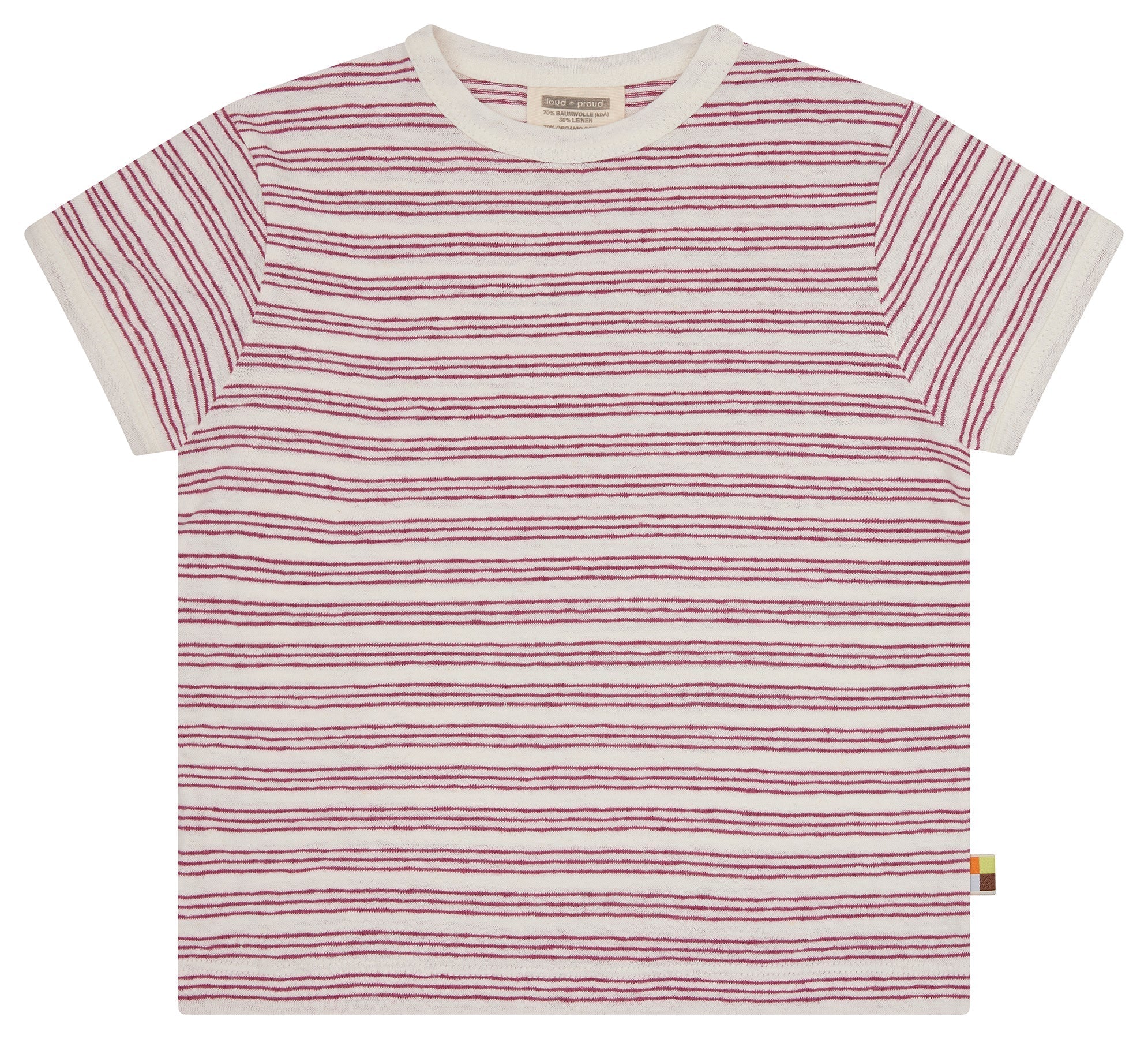 T-Shirt Streifen mit Leinen - loud + proud - 1179 - rou - 62/68