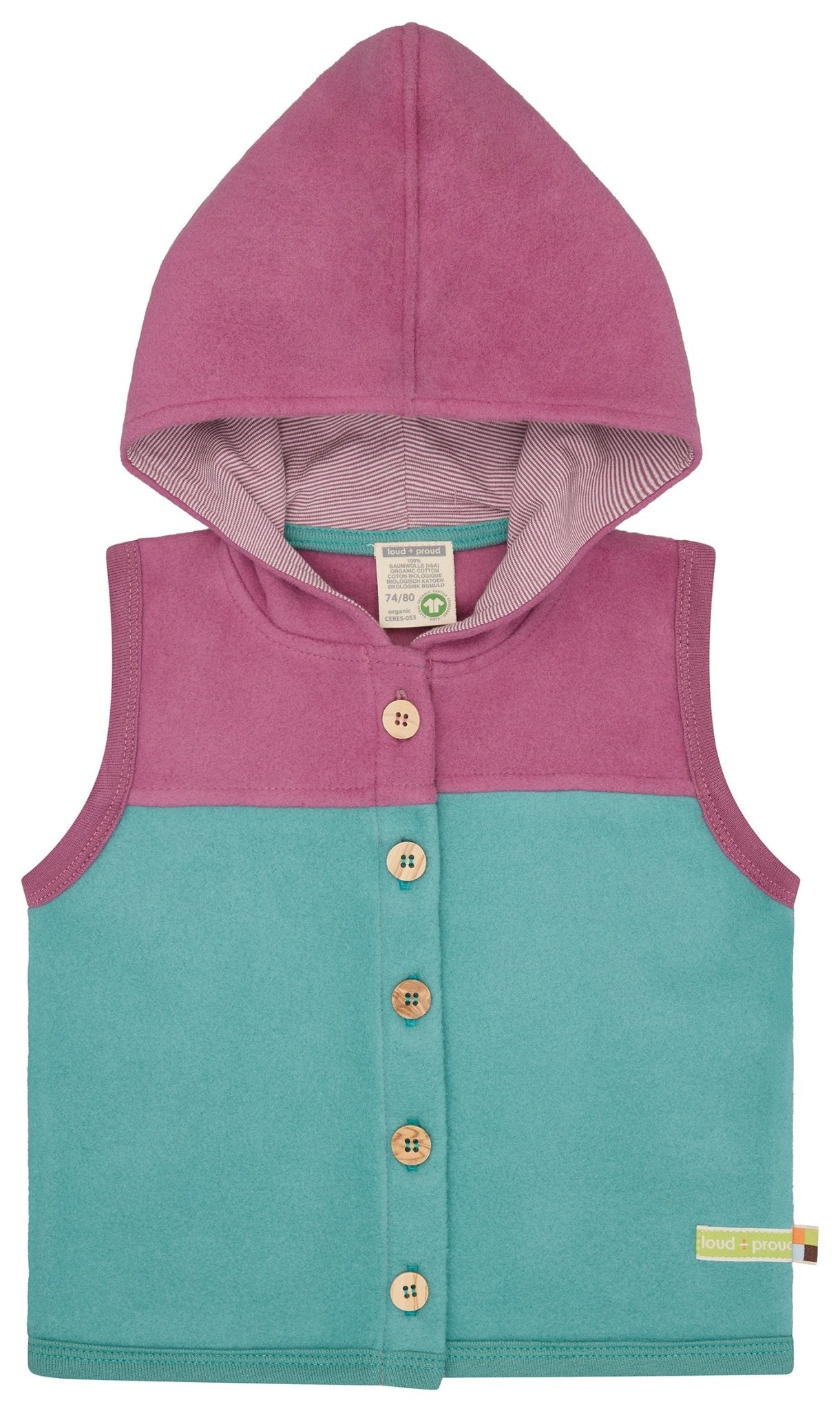 Weste aus Baumwoll-Fleece - loud + proud - 3173-ore-74/80