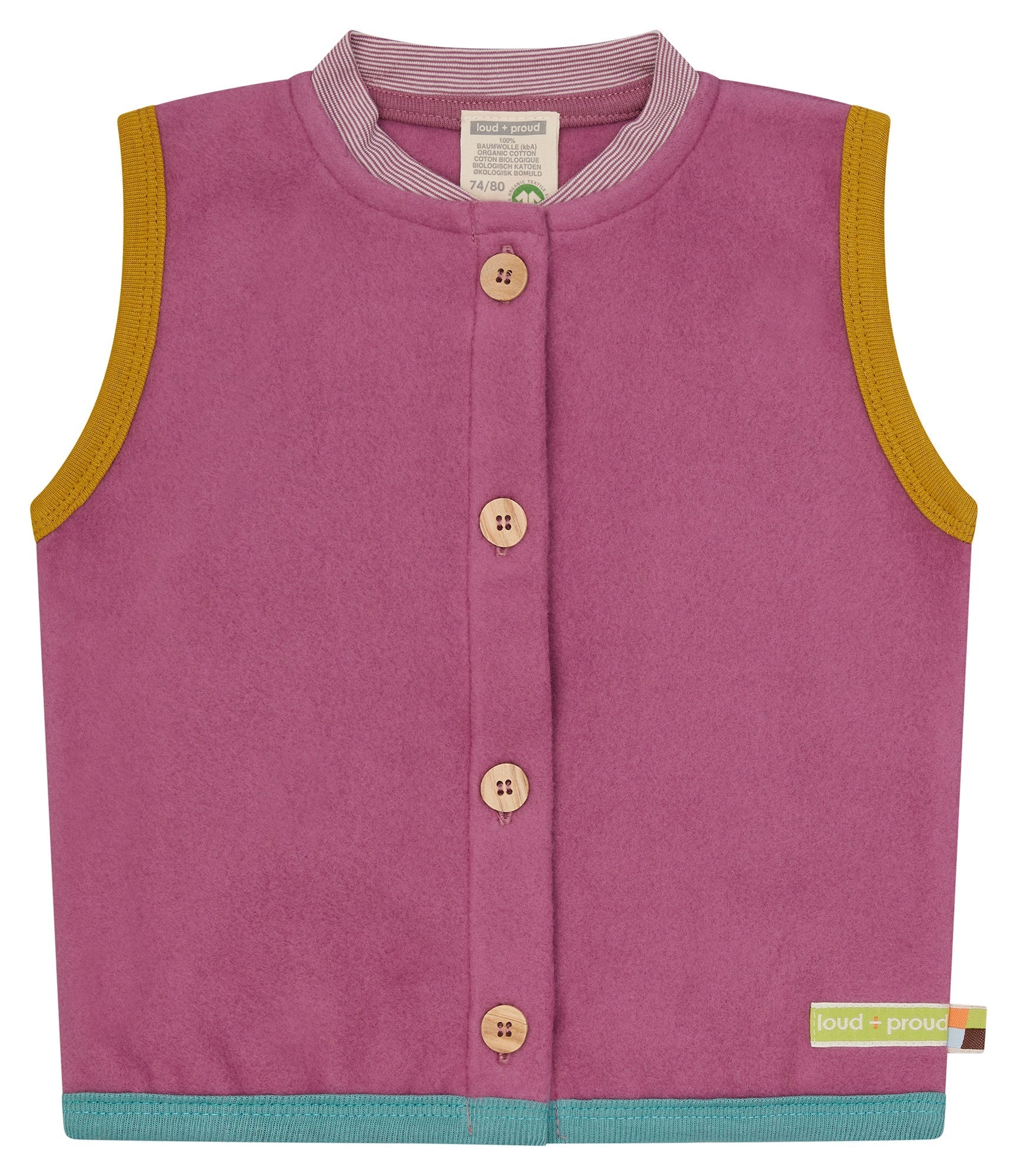 Weste aus Baumwoll - Fleece - loud + proud - 3164 - grp - 62/68