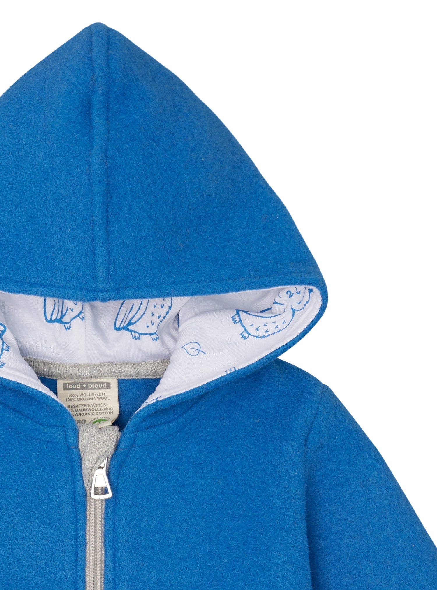 Wollfleece - Jacke mit Kapuze - loud + proud - 3149K - azu - 134/140