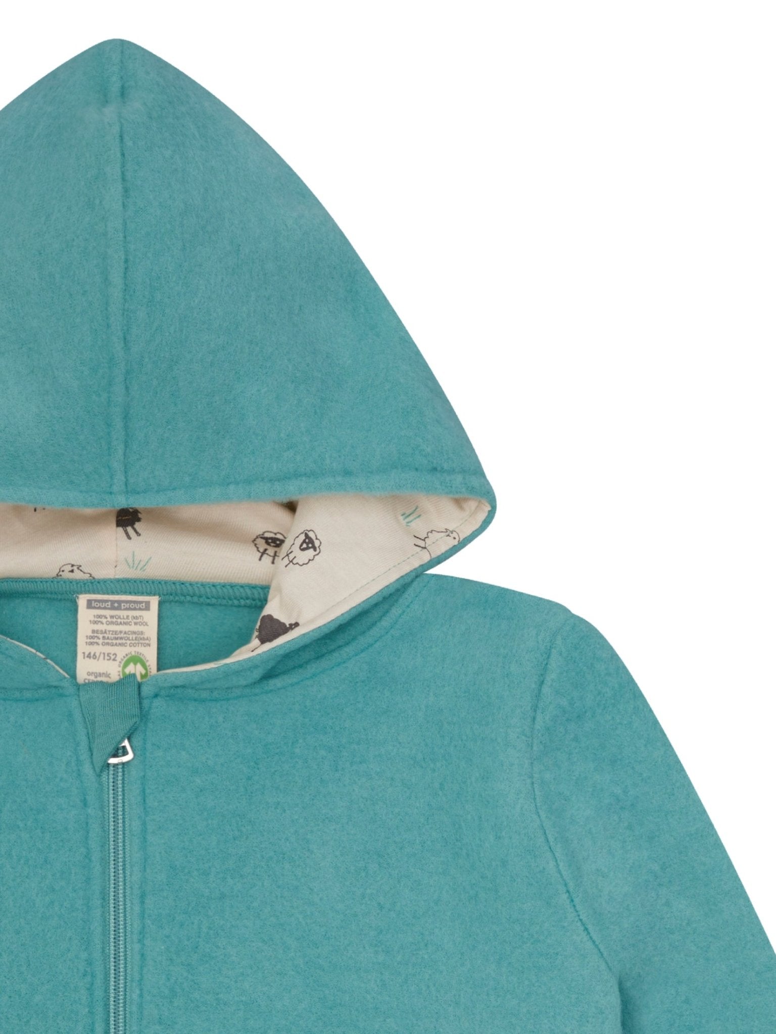 Wollfleece - Jacke mit Kapuze - loud + proud - 3166K - ore - 134/140