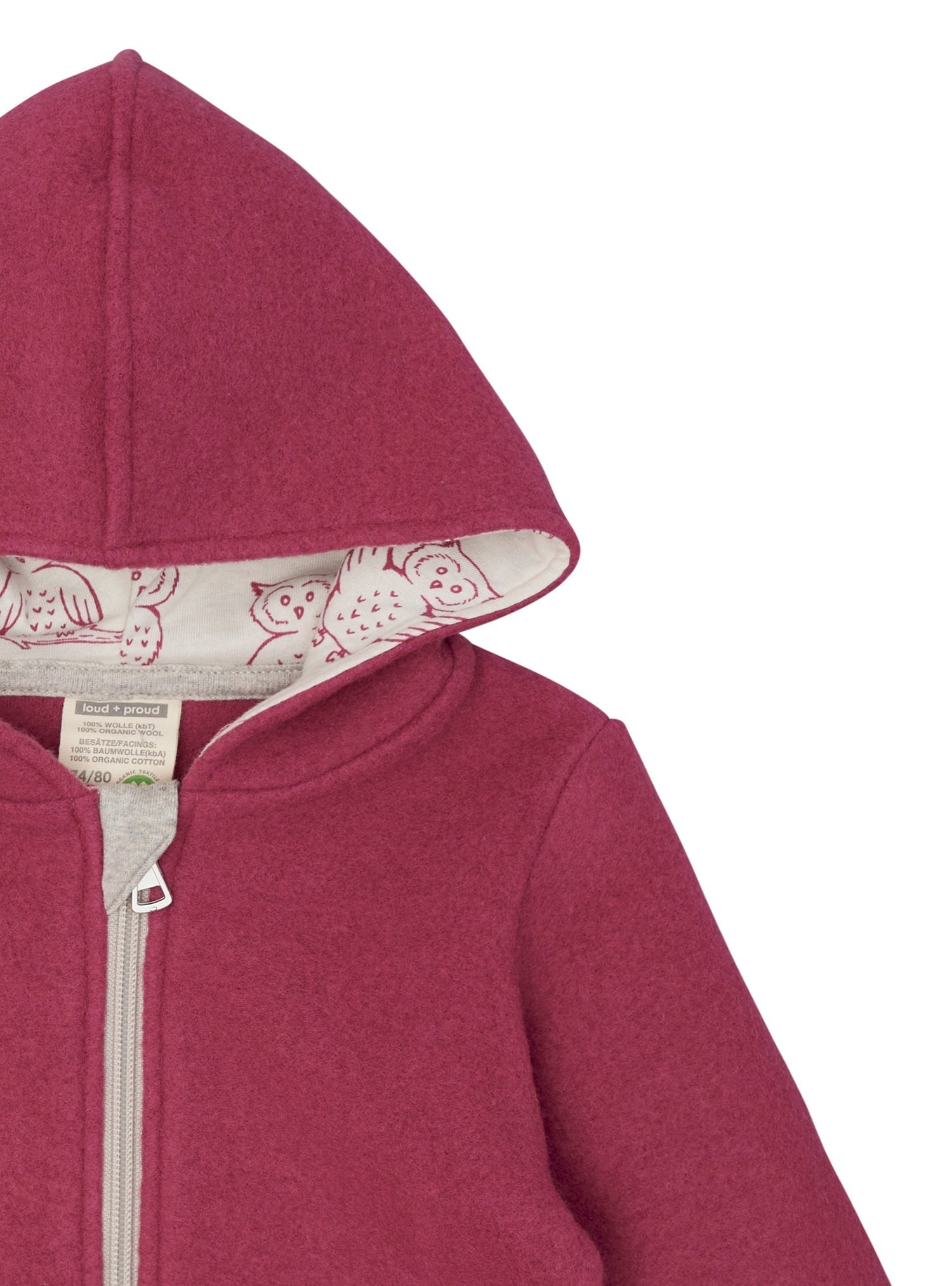 Wollfleece - Jacke mit Kapuze - loud + proud - 3149K - rou - 134/140