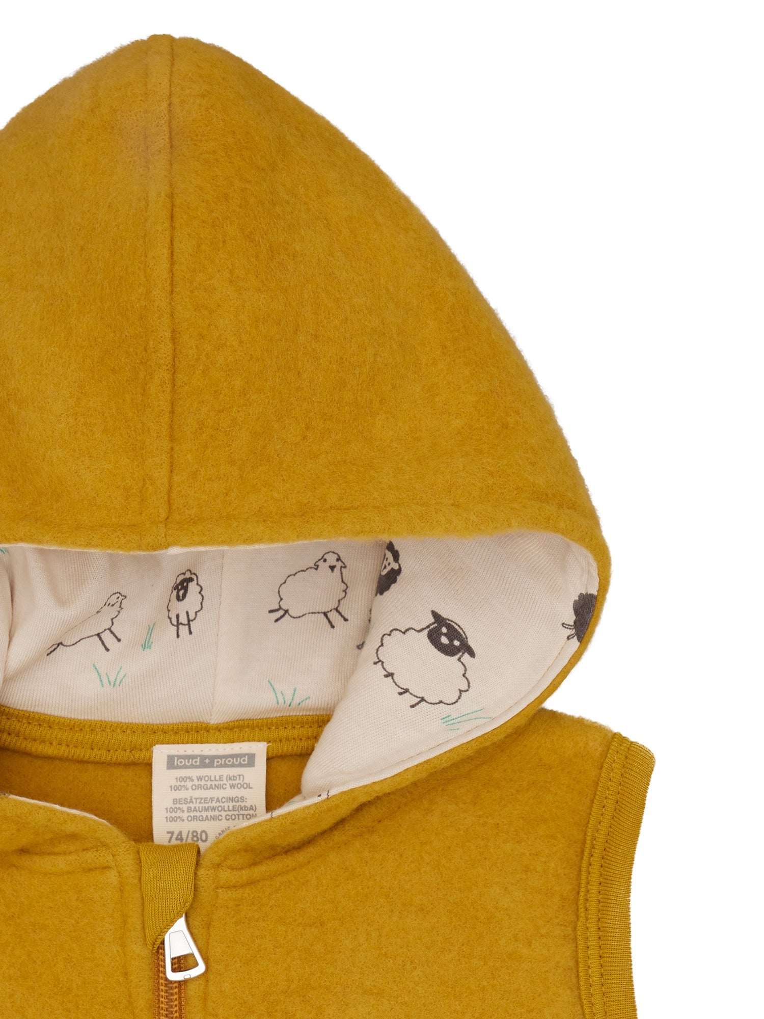 Wollfleece - Weste mit Kapuze - loud + proud - 3167 - cur - 62/68